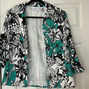 Alfred Dunner Black and Teal Floral Jacket